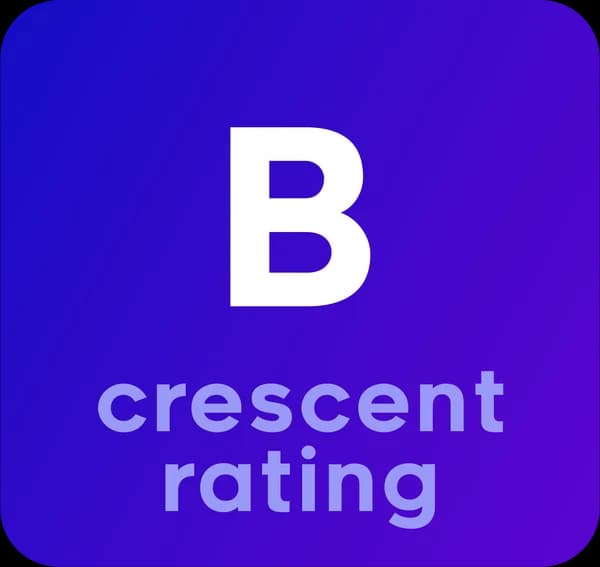 Crescent Rated B restaurant rating badge